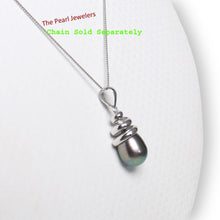 Load image into Gallery viewer, Black Cultured Pearl Pendant – 14k White Gold Cone Bail
