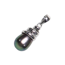 Load image into Gallery viewer, Black Cultured Pearl Pendant – 14k White Gold Cone Bail