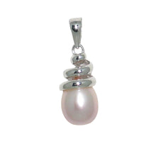 Load image into Gallery viewer, Pink Cultured Pearl Pendant – 14k White Gold Cone Bail