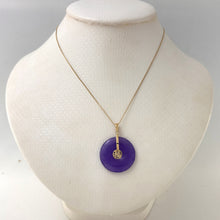 Load image into Gallery viewer, 2100022-Real-14k-Gold-BLESSING-Tablet-Disc-Lavender-Jade-Pendant-Necklace