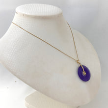 Load image into Gallery viewer, 2100022-Real-14k-Gold-BLESSING-Tablet-Disc-Lavender-Jade-Pendant-Necklace