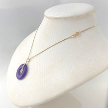 Load image into Gallery viewer, 2100022-Real-14k-Gold-BLESSING-Tablet-Disc-Lavender-Jade-Pendant-Necklace