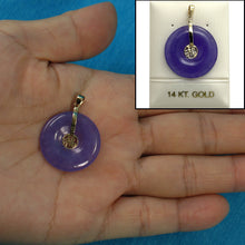 Load image into Gallery viewer, 2100022-Real-14k-Gold-BLESSING-Tablet-Disc-Lavender-Jade-Pendant-Necklace