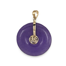 Load image into Gallery viewer, 14K Yellow Gold Good Luck “Fu” Lavender Jade Pendant Necklace