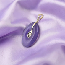 Load image into Gallery viewer, 14K Yellow Gold Good Luck “Fu” Lavender Jade Pendant Necklace