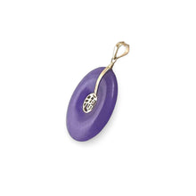 Load image into Gallery viewer, 14K Yellow Gold Good Luck “Fu” Lavender Jade Pendant Necklace
