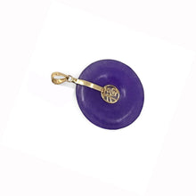 Load image into Gallery viewer, 14K Yellow Gold Good Luck “Fu” Lavender Jade Pendant Necklace