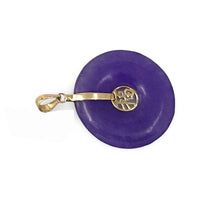 Load image into Gallery viewer, 14K Yellow Gold Good Luck “Fu” Lavender Jade Pendant Necklace