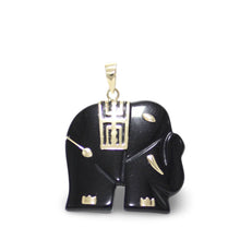 Load image into Gallery viewer, 14k Yellow Gold Black Onyx Elephant Pendant