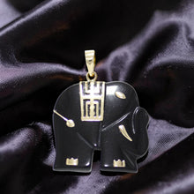 Load image into Gallery viewer, 14k Yellow Gold Black Onyx Elephant Pendant