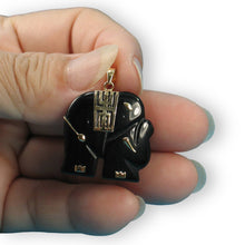 Load image into Gallery viewer, 14k Yellow Gold Black Onyx Elephant Pendant