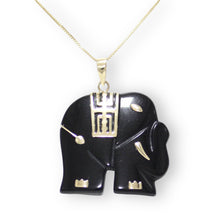 Load image into Gallery viewer, 14k Yellow Gold Black Onyx Elephant Pendant