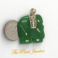 Load image into Gallery viewer, 2100033-14kt-Solid-Yellow-Gold-Hand-Carved-Elephant-Green-Jade-Pendant-Necklace