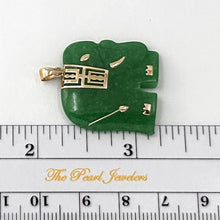 Load image into Gallery viewer, 2100033-14kt-Solid-Yellow-Gold-Hand-Carved-Elephant-Green-Jade-Pendant-Necklace