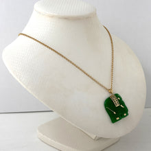 Load image into Gallery viewer, 2100033-14kt-Solid-Yellow-Gold-Hand-Carved-Elephant-Green-Jade-Pendant-Necklace