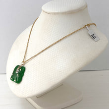 Load image into Gallery viewer, 2100033-14kt-Solid-Yellow-Gold-Hand-Carved-Elephant-Green-Jade-Pendant-Necklace