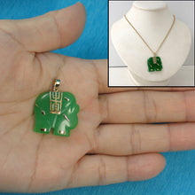 Load image into Gallery viewer, 2100033-14kt-Solid-Yellow-Gold-Hand-Carved-Elephant-Green-Jade-Pendant-Necklace