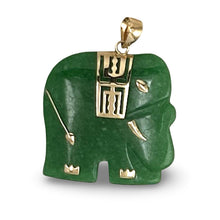 Load image into Gallery viewer, 14k Yellow Gold Green Jade Elephant Pendant