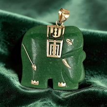 Load image into Gallery viewer, 14k Yellow Gold Green Jade Elephant Pendant
