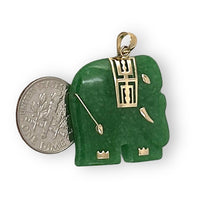 Load image into Gallery viewer, 14k Yellow Gold Green Jade Elephant Pendant