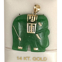 Load image into Gallery viewer, 14k Yellow Gold Green Jade Elephant Pendant