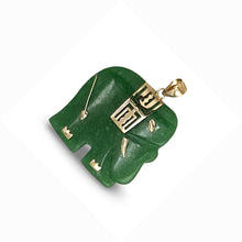 Load image into Gallery viewer, 14k Yellow Gold Green Jade Elephant Pendant