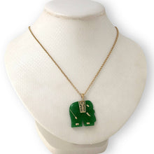 Load image into Gallery viewer, 14k Yellow Gold Green Jade Elephant Pendant