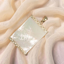 Load image into Gallery viewer, Greek Key 14kt Yellow Gold 30 mm Mother of Pearl Board Pendant