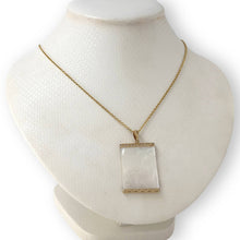 Load image into Gallery viewer, Greek Key 14kt Yellow Gold 30 mm Mother of Pearl Board Pendant