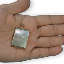 Load image into Gallery viewer, Greek Key 14kt Yellow Gold 30 mm Mother of Pearl Board Pendant