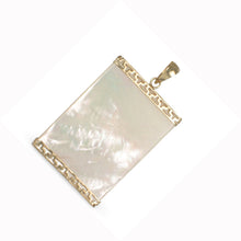 Load image into Gallery viewer, Greek Key 14kt Yellow Gold 30 mm Mother of Pearl Board Pendant