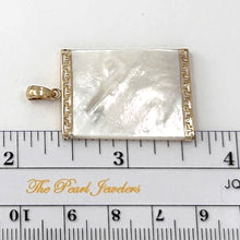 Load image into Gallery viewer, 2100040-Greek-Key-14kt-Gold-30mm-White-Mother-of-Pearl-Board-Pendant