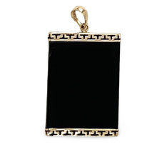 Load image into Gallery viewer, Greek Key 14kt Yellow Gold 30 mm Black Onyx Board Pendant Necklace
