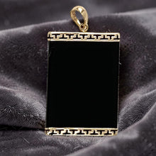 Load image into Gallery viewer, Greek Key 14kt Yellow Gold 30 mm Black Onyx Board Pendant Necklace