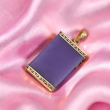 Load image into Gallery viewer, Greek Key 14kt Yellow Gold 30 mm Lavender Jade Board Pendant Necklace