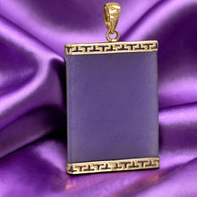 Load image into Gallery viewer, Greek Key 14kt Yellow Gold 30 mm Lavender Jade Board Pendant Necklace
