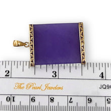 Load image into Gallery viewer, Greek Key 14kt Yellow Gold 30 mm Lavender Jade Board Pendant Necklace