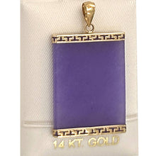 Load image into Gallery viewer, Greek Key 14kt Yellow Gold 30 mm Lavender Jade Board Pendant Necklace