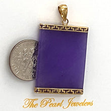 Load image into Gallery viewer, Greek Key 14kt Yellow Gold 30 mm Lavender Jade Board Pendant Necklace