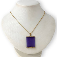 Load image into Gallery viewer, Greek Key 14kt Yellow Gold 30 mm Lavender Jade Board Pendant Necklace