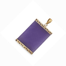 Load image into Gallery viewer, Greek Key 14kt Yellow Gold 30 mm Lavender Jade Board Pendant Necklace