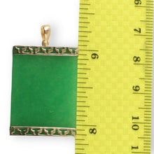 Load image into Gallery viewer, Greek Key 14kt Yellow Gold 22×30 mm Green Jade Board Pendant Necklace