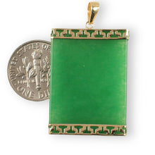 Load image into Gallery viewer, Greek Key 14kt Yellow Gold 22×30 mm Green Jade Board Pendant Necklace