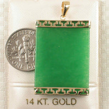 Load image into Gallery viewer, Greek Key 14kt Yellow Gold 22×30 mm Green Jade Board Pendant Necklace