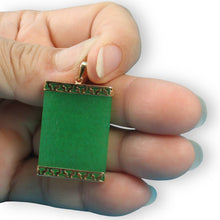 Load image into Gallery viewer, Greek Key 14kt Yellow Gold 22×30 mm Green Jade Board Pendant Necklace