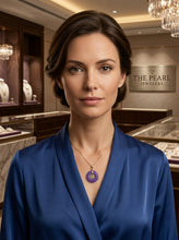 Load image into Gallery viewer, 14kt Solid Yellow Gold Blessing Donut Purple Jade Pendant Necklace
