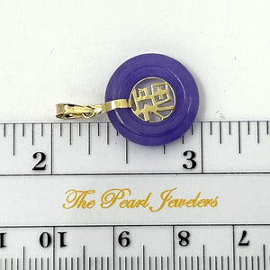 2100052 14KT SOLID YELLOW GOLD BLESSING DONUT PURPLE JADE PENDANT NECKLACE