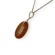 Load image into Gallery viewer, 14kt Solid Yellow Gold Blessing Donut Orange Jade Pendant Necklace