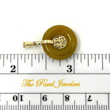 Load image into Gallery viewer, 14kt Yellow Gold Mini Donut Honey Jade Luck “Fu” Pendant Necklace