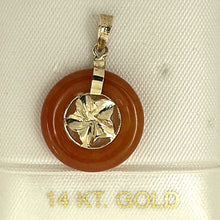 Load image into Gallery viewer, 2100064-14kt-Gold-Hawaiian-Plumeria-Red-Jade-Pendant-Necklace